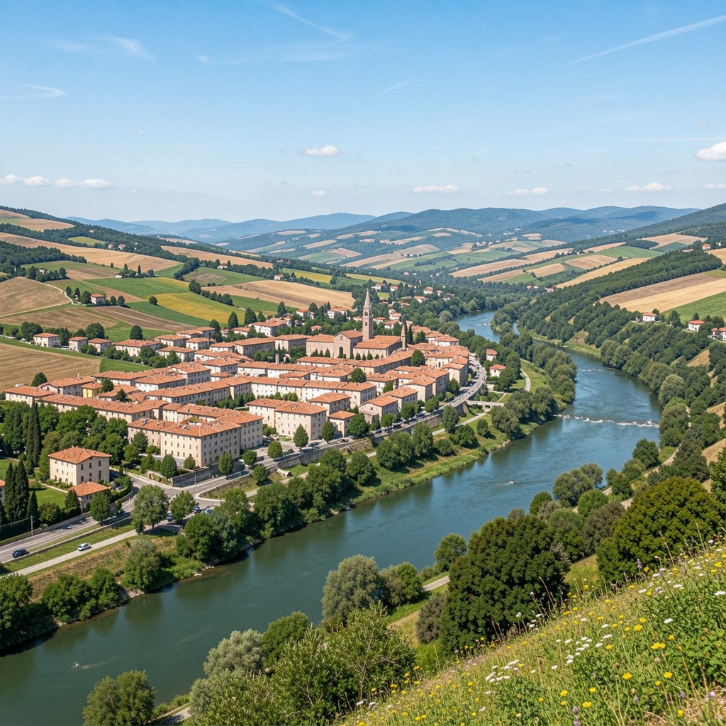 Panorama di Cividale del Friuli con il fiume Natisone