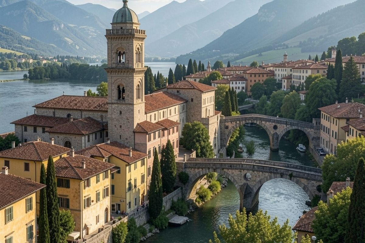 Panorama di Cividale del Friuli con il Tempietto e il Ponte del Diavolo